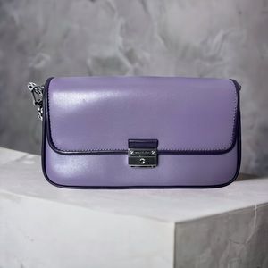 Michael Kors Bradshaw Orchid Small Two-Tone Leather Convertible Shoulder Bag